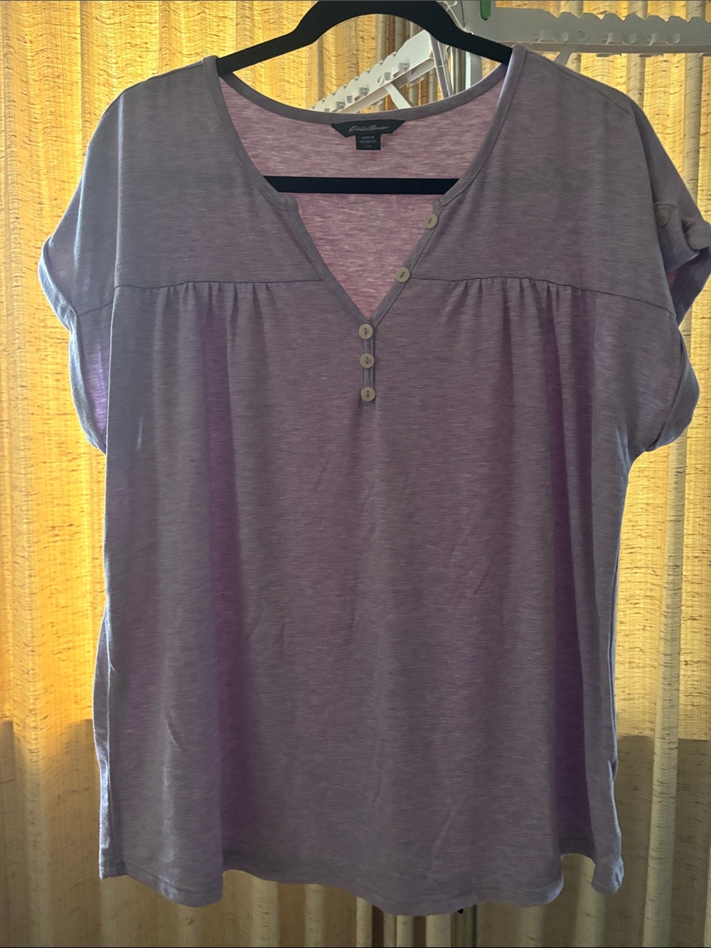 Eddie Bauer Lavender Short Sleeve Henley Top